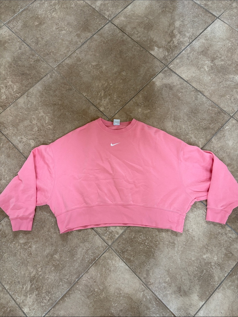 Nike Pink Oversized Crewneck Sweatshirt with White Swoosh